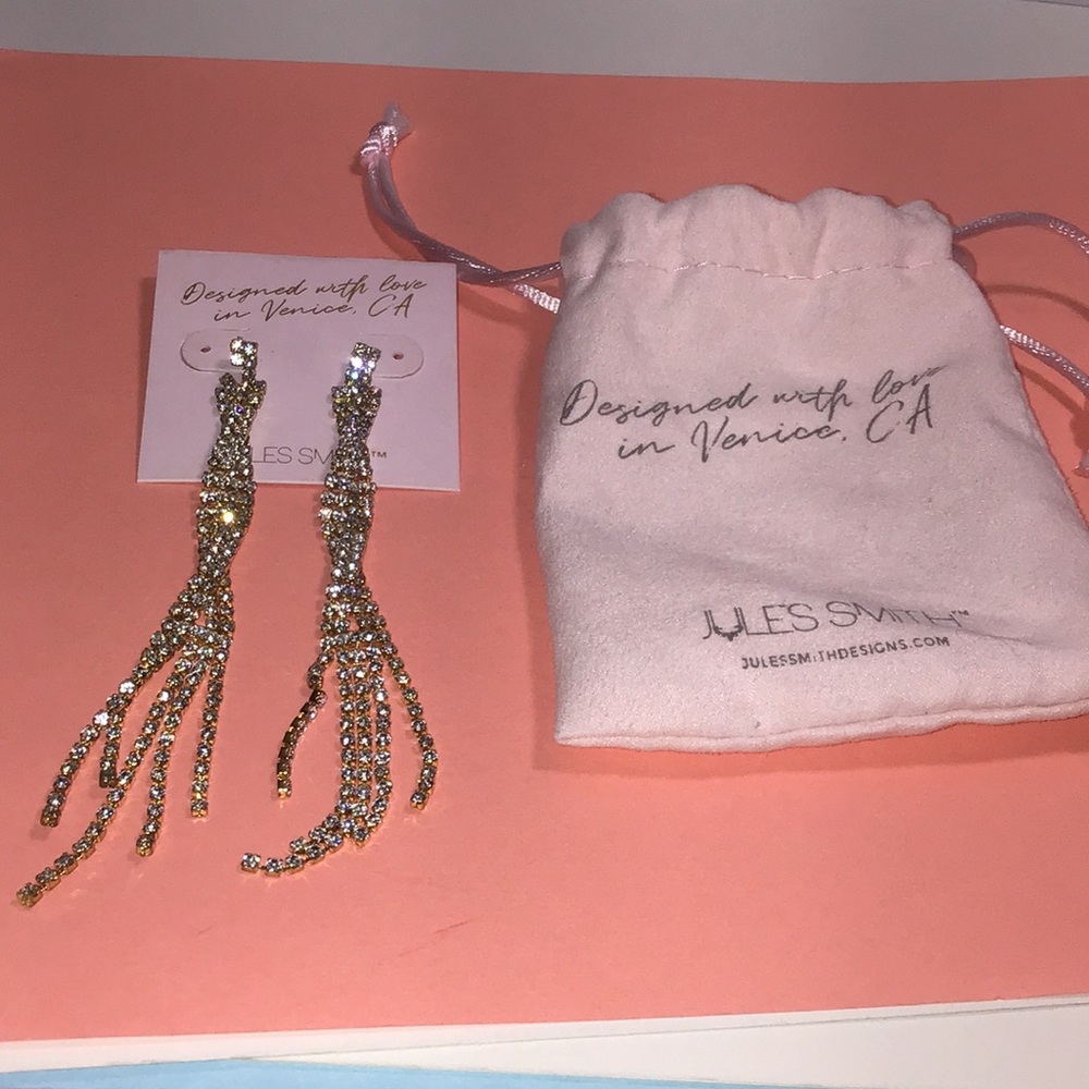 Jules Smith Sparkling Gold Tassel Drop Earrings Brand new
